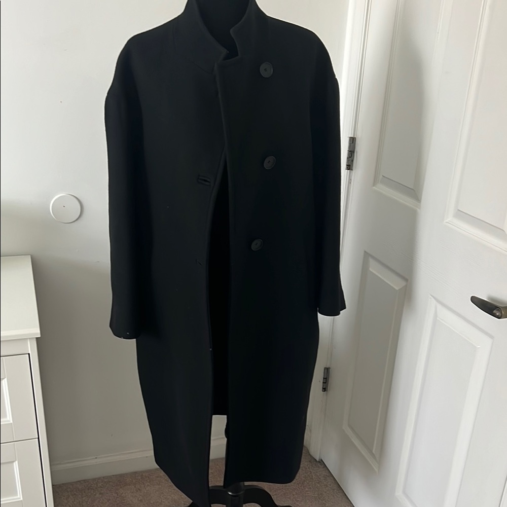Zara wool blend cocoon coat black